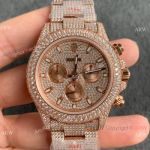 Replica Watch JVS Factory Rolex Iced out Daytona Watch 904L Rose Gold 7750 Movement